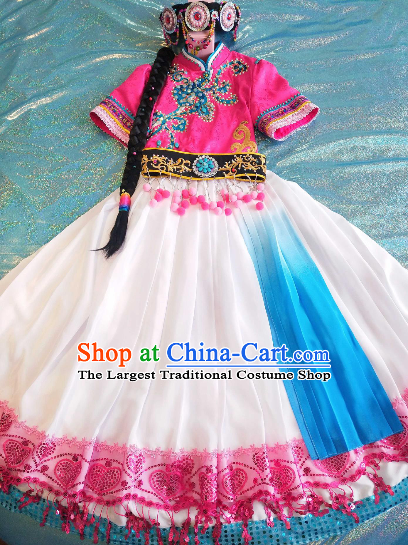 Yunnan Lijiang Naxi Ethnic Costume Chinese Mosuo Stage Outfit