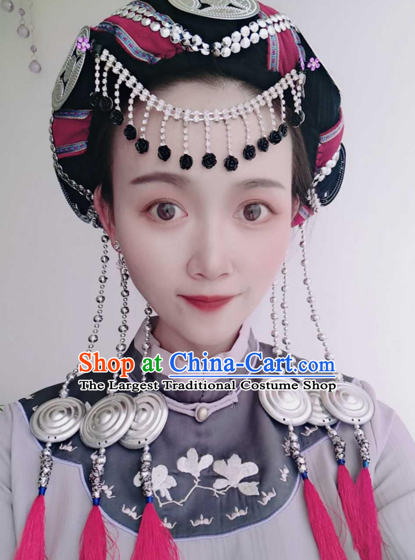 Handmade Yunnan Lijiang Ethnic Minority Naxi Headwear Dance Accessories