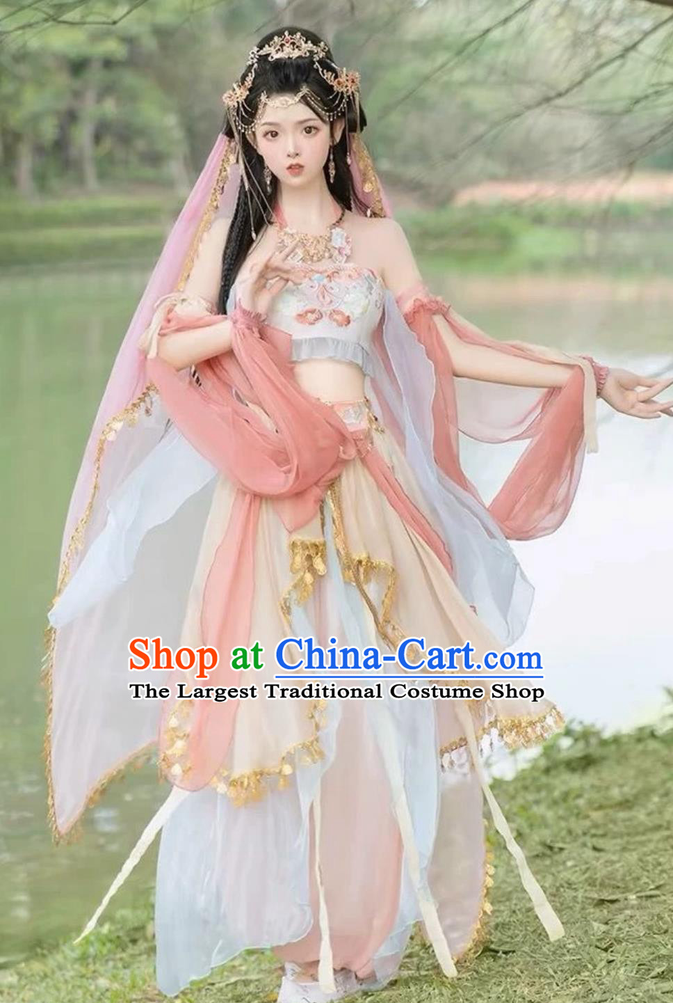 Dunhuang Feitian Pink Exotic Dance Performance Costume Western Region Dance Princess Outfit