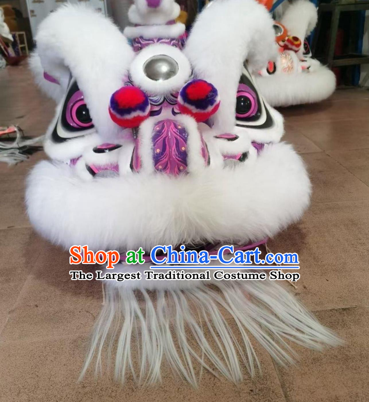 Purple Southern Lion Awakening Lion Malaysian White Wool Lion Chinese Hok San Lion Dance Costume Lion Performance Prop