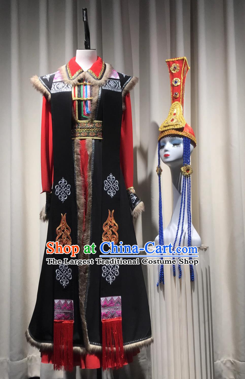 Mongolian Ceremonial Dance Opening Costume Chinese Ethnic Folk Performance Outfit