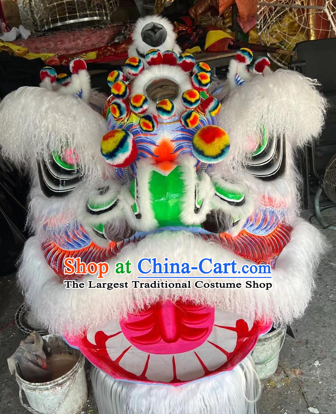 Top Radish Fur Lion Dance Costume Traditional Chinese Festival Dance Lion Head and Clothes Complete Set