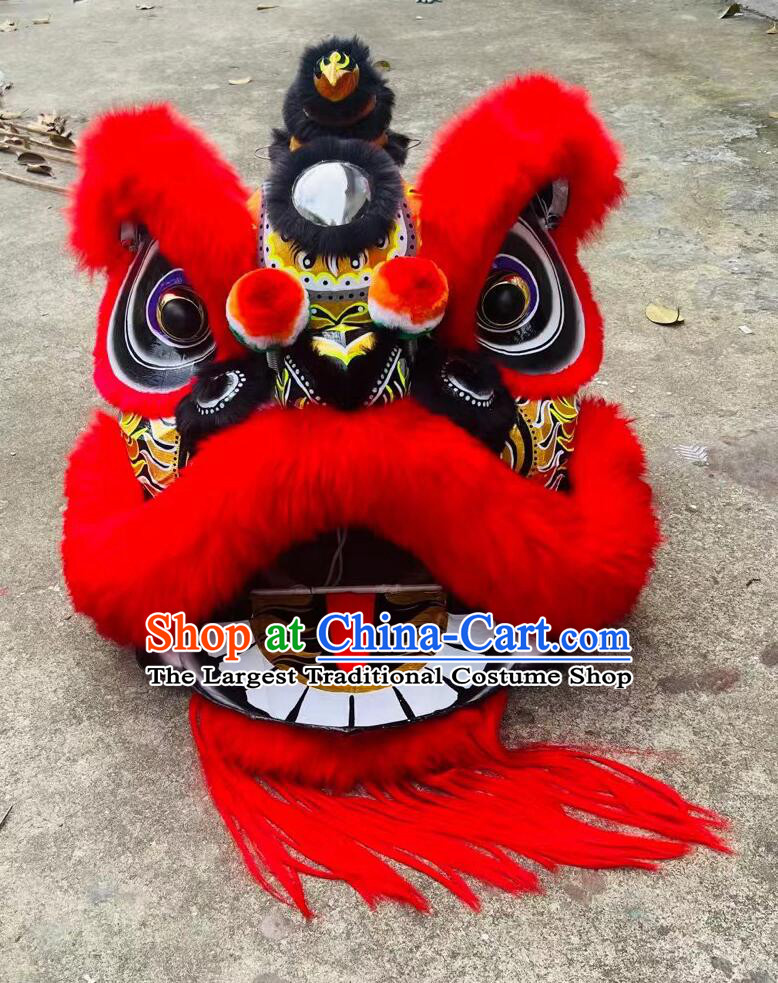 Top Red Wool Lion Dance Costume Traditional Chinese Festival Dance Fut San Lion Head and Clothes Complete Set