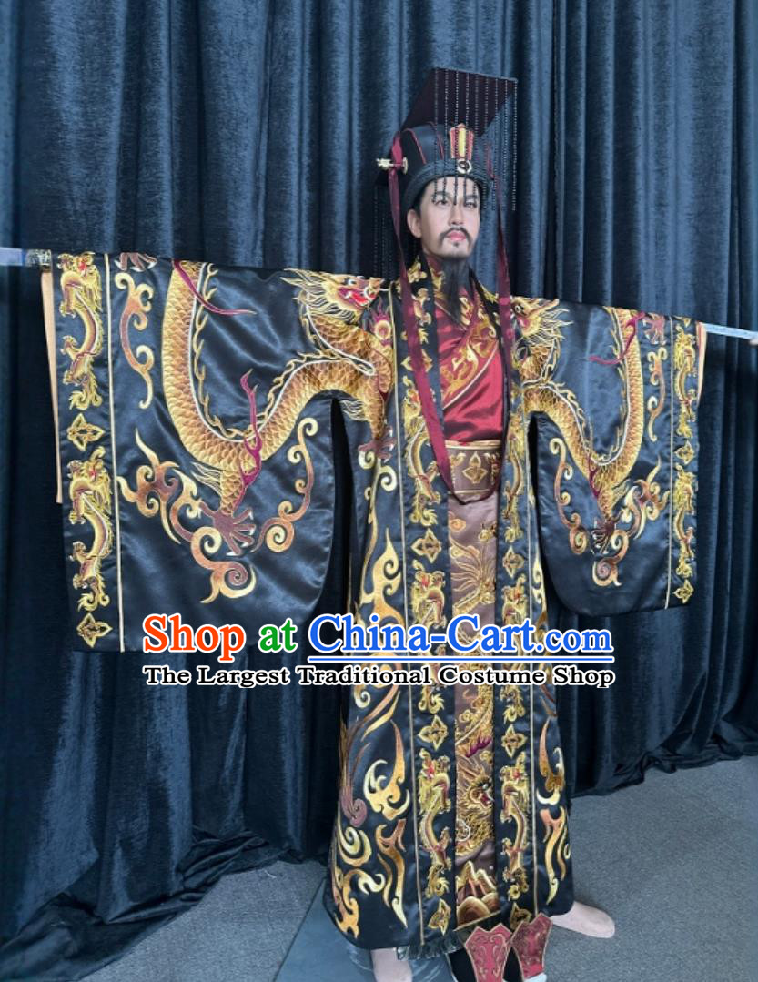 Qin Dynasty Emperor Embroidered Luxurious Dragon Robe Traditional Chinese Ancient First Monarch Qin Shi Huang Attire
