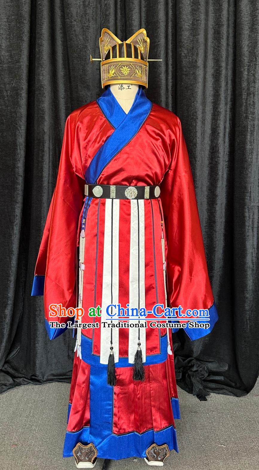 Ming Dynasty Confucian Official Robe Chinese Ming Era Sacrificial Attire Da Ming Court Costume Five Ridge Coronet Embroidered Set