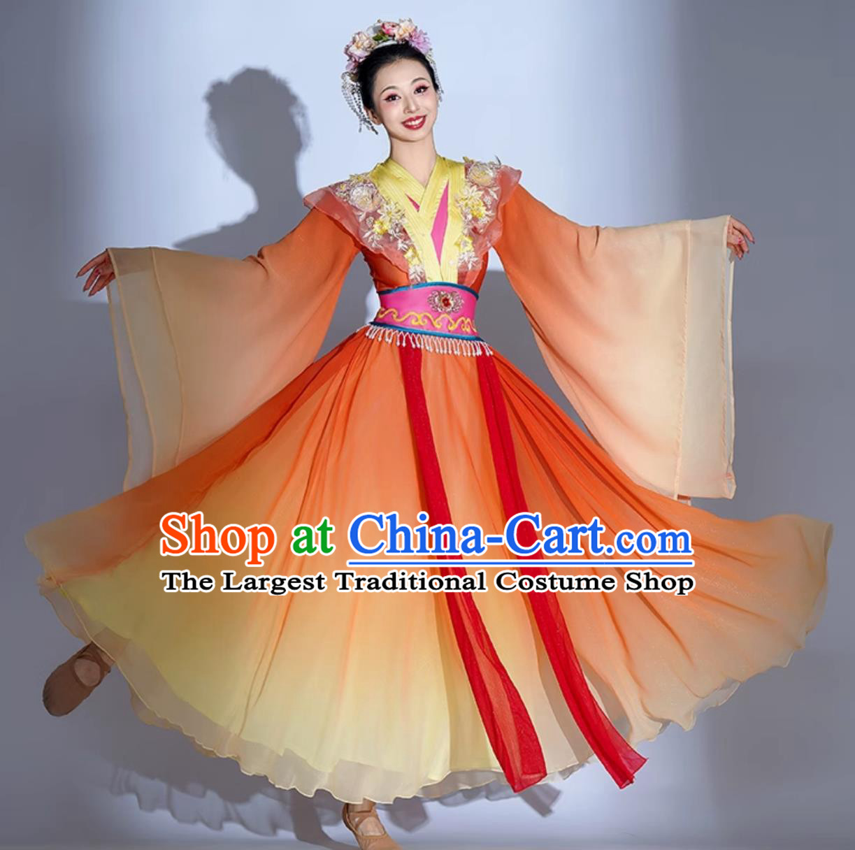 Classical Dance Costume Women Elegant Chinese Style Ancient Dress Seven Fairies Hanfu Dance Attire