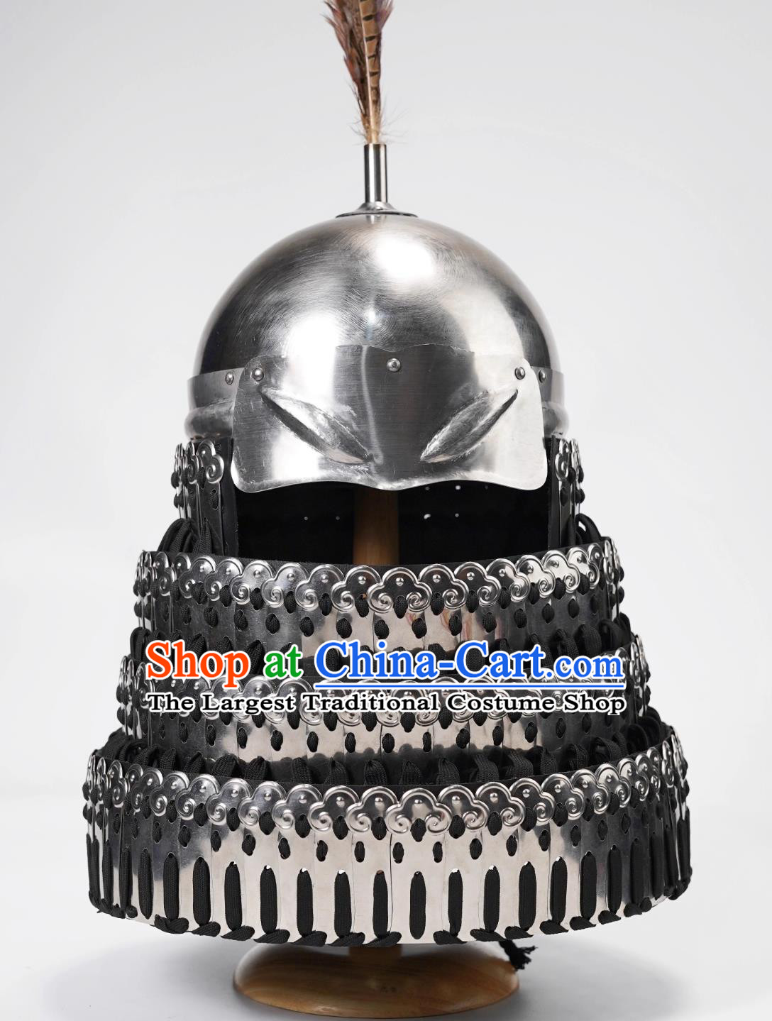 Handmade Iron Helmet Cloud Pattern Lamellar Armor Helmet Chinese Tang Dynasty General Iron Helmet Headdress