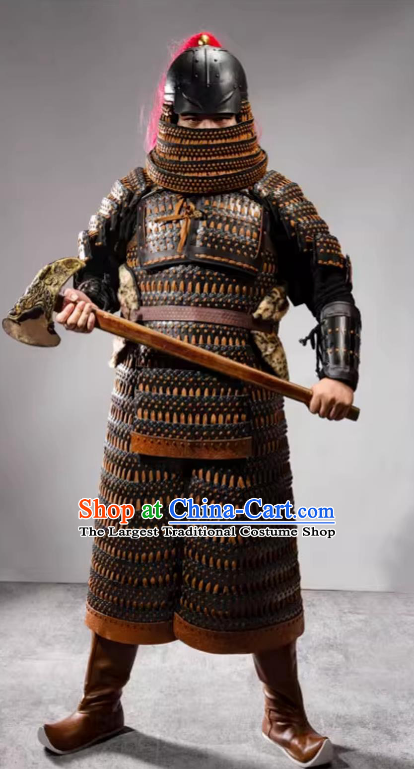 Song Dynasty Wujing Zongyao Cloud Pattern Infantry Armor Chinese Palace Command Heavy Armor Iron Pagoda Helmet And Armor Set
