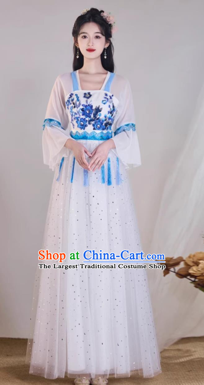 White Hanfu Dance Costume Classical Performance Clothing Women Elegant Chinese Fashion Modified Dress