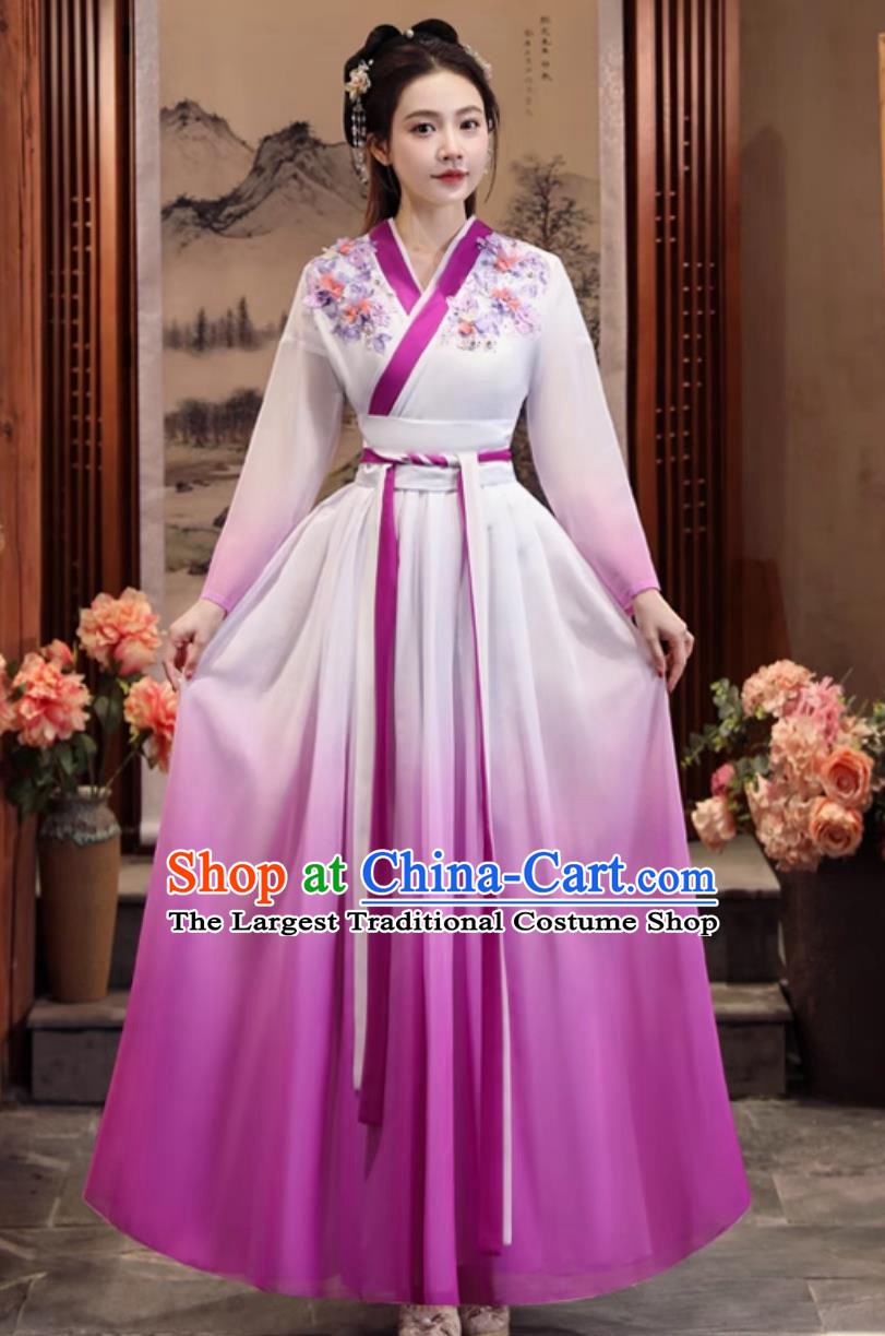 Purple Hanfu Women Classical Dance Performance Outfit Modified Chinese Ancient Dress