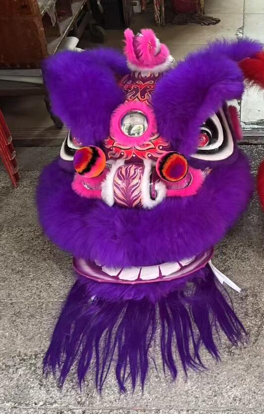 Purple Wool Lion Dance Costume Full Set Chinese Hok San Lion Head Lion Dance Clothing Performance Prop