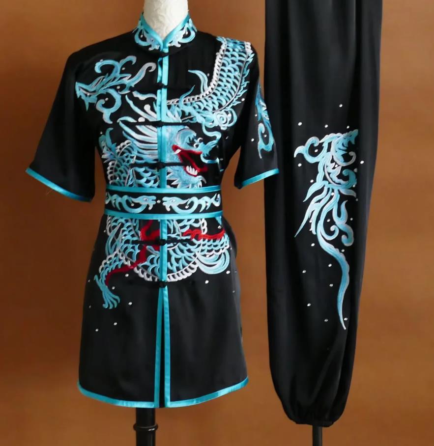 Dragon Embroidered Changquan Wushu Competition Uniform Martial Arts Colorful Costume Kung Fu Performance Suit