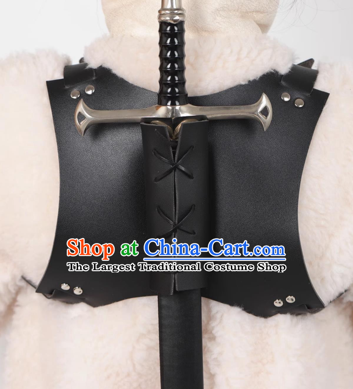 Medieval Renaissance Back Strapped Sword Scabbard Knight Cosplay Prop Gothic Warrior Shoulder PU Blade Holder
