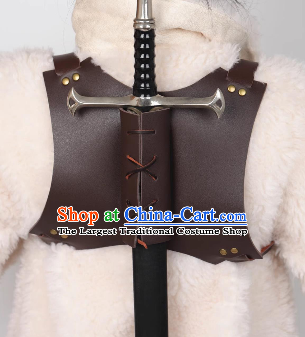 Gothic Warrior Shoulder PU Blade Holder Medieval Renaissance Back Strapped Sword Scabbard Knight Cosplay Prop