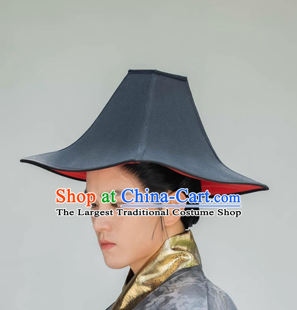 Ming Dynasty Corrugated Hat Traditional Hanfu Hat For Men Chinese Cotton Linen Square Hat