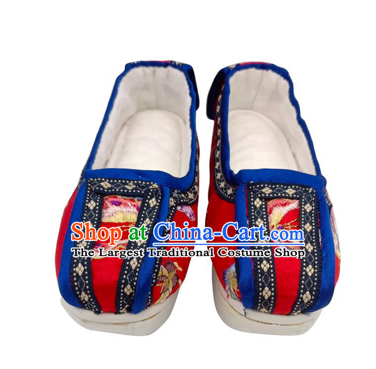 Handmade Manchu Platform Shoes Qing Dynasty Court Woman Shoes Ancient Chinese Empress Shoes