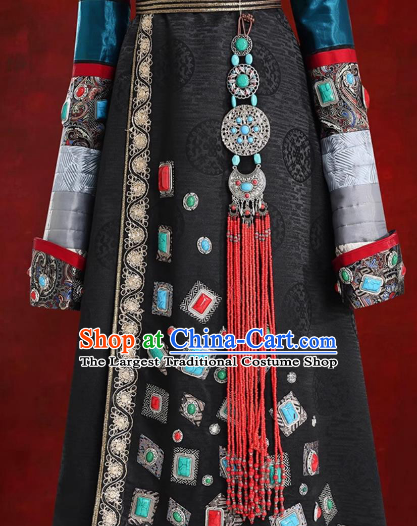 Mongolian Robe Belt Red Waist Ornament Long Tassel Classical Ethnic Pendant Mongolian Decoration Accessory