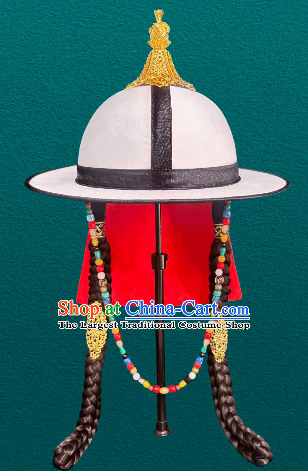 White Hat General Prince Hat Mongolian Dance Performance Photography Headpiece