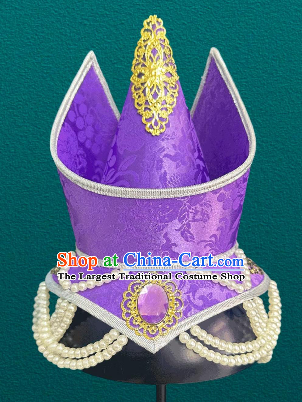 Mongolian Ladies Hat Pointed Top Mongolia Ethnic Dance Performance Hair Accessory