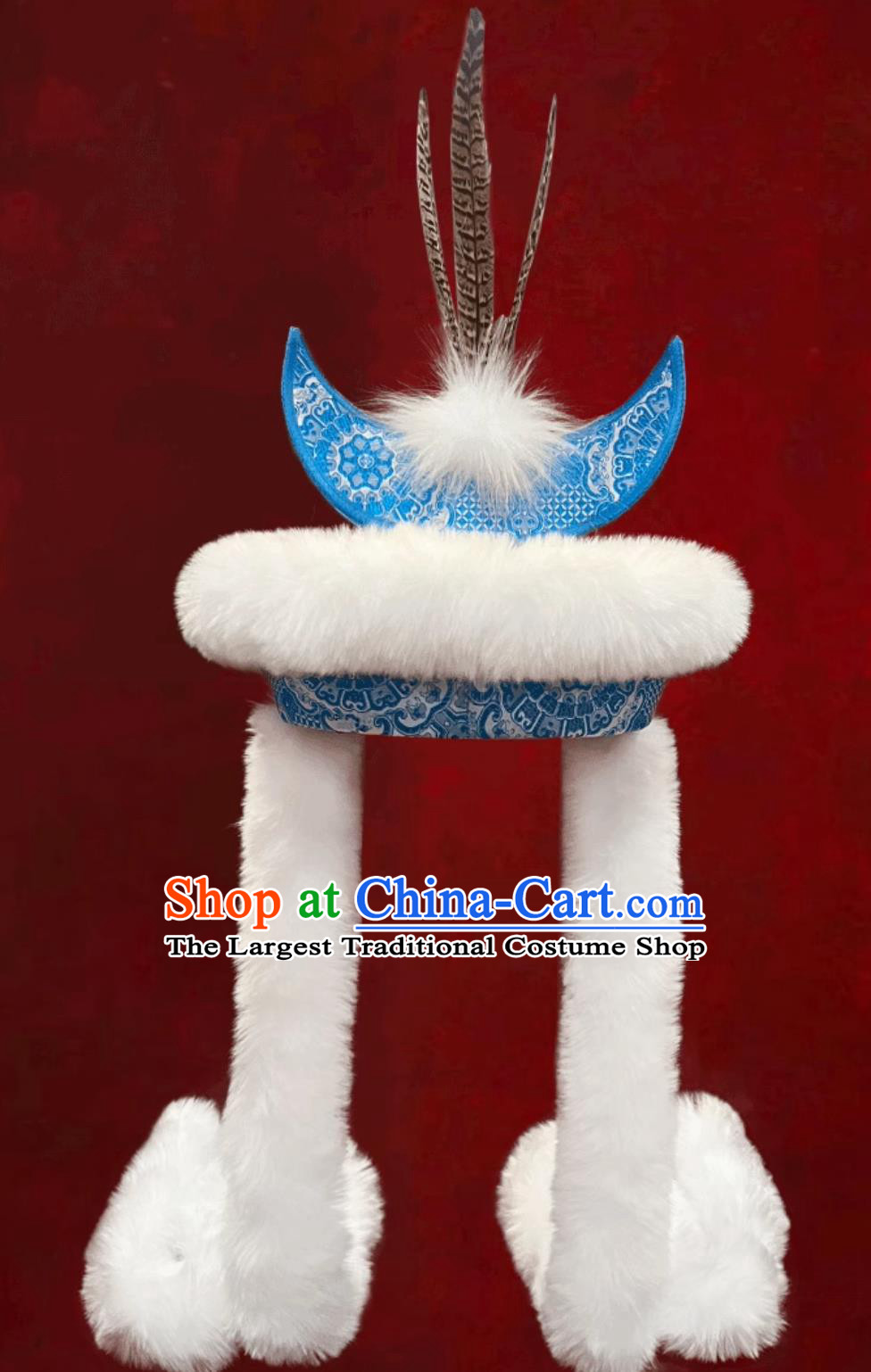 Mongolian Ladies Blue Hat Mongolia Dance Hair Accessory Chinese Opera Performance Headpiece