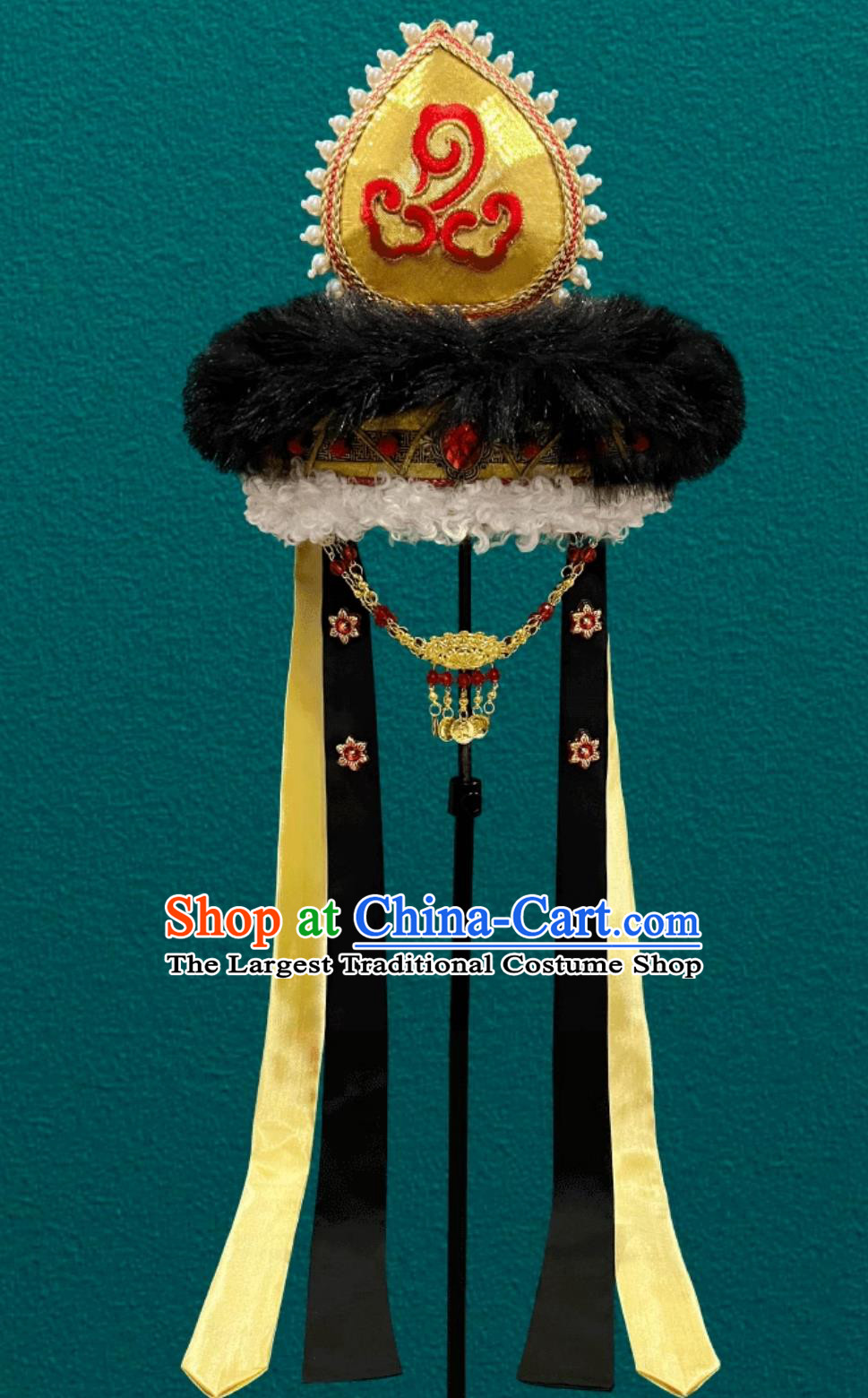Mongolia Dance Fluffy Hair Accessory Chinese Opera Performance Headpiece Mongolian Ladies Hat