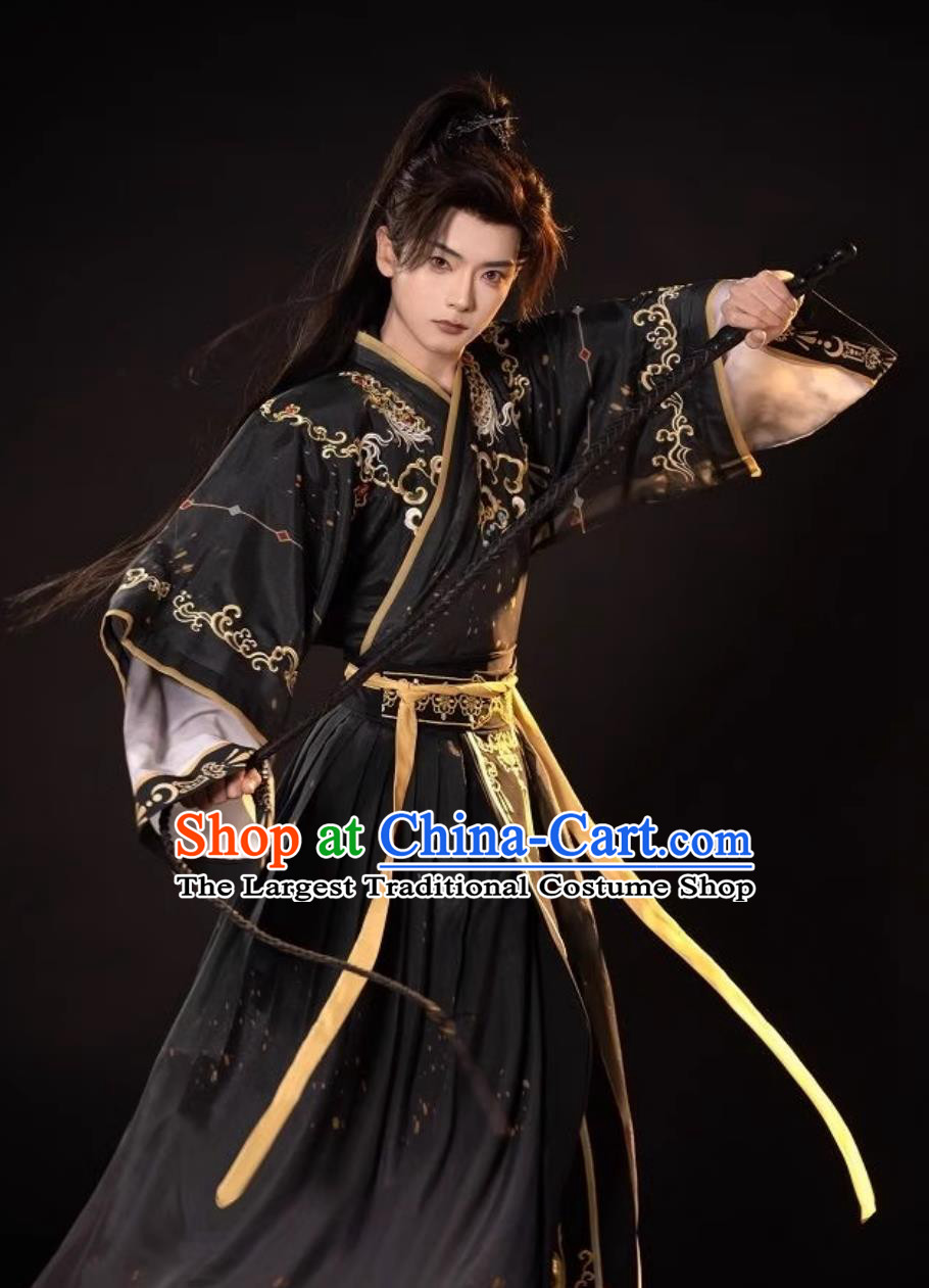 Wei Jin Style Hanfu Ancient Swordsman Embroidered Costume Traditional Chinese Clothing
