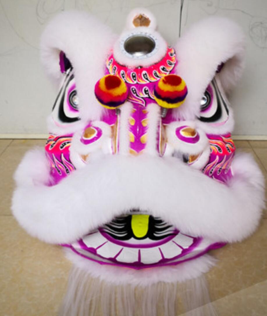 Handmade Southern Fut San Lion Head Chinese Lion Dancing Costume White Wool Lion Dance Clothing Complete Set