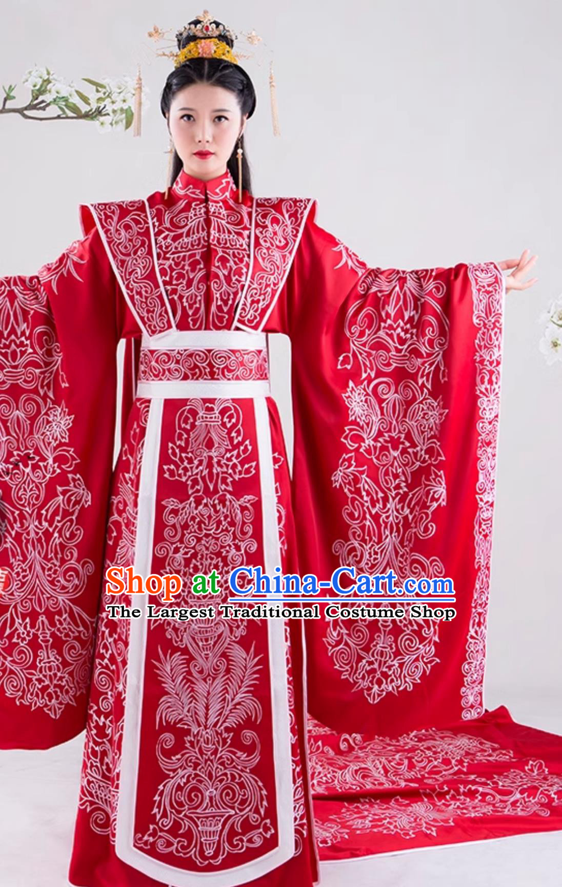 Ancient Chinese Embroidered Wedding Gown Eternal Love of Dream Ming Dynasty Hanfu Dilraba Dilmurat Feng Jiu Wedding Costume