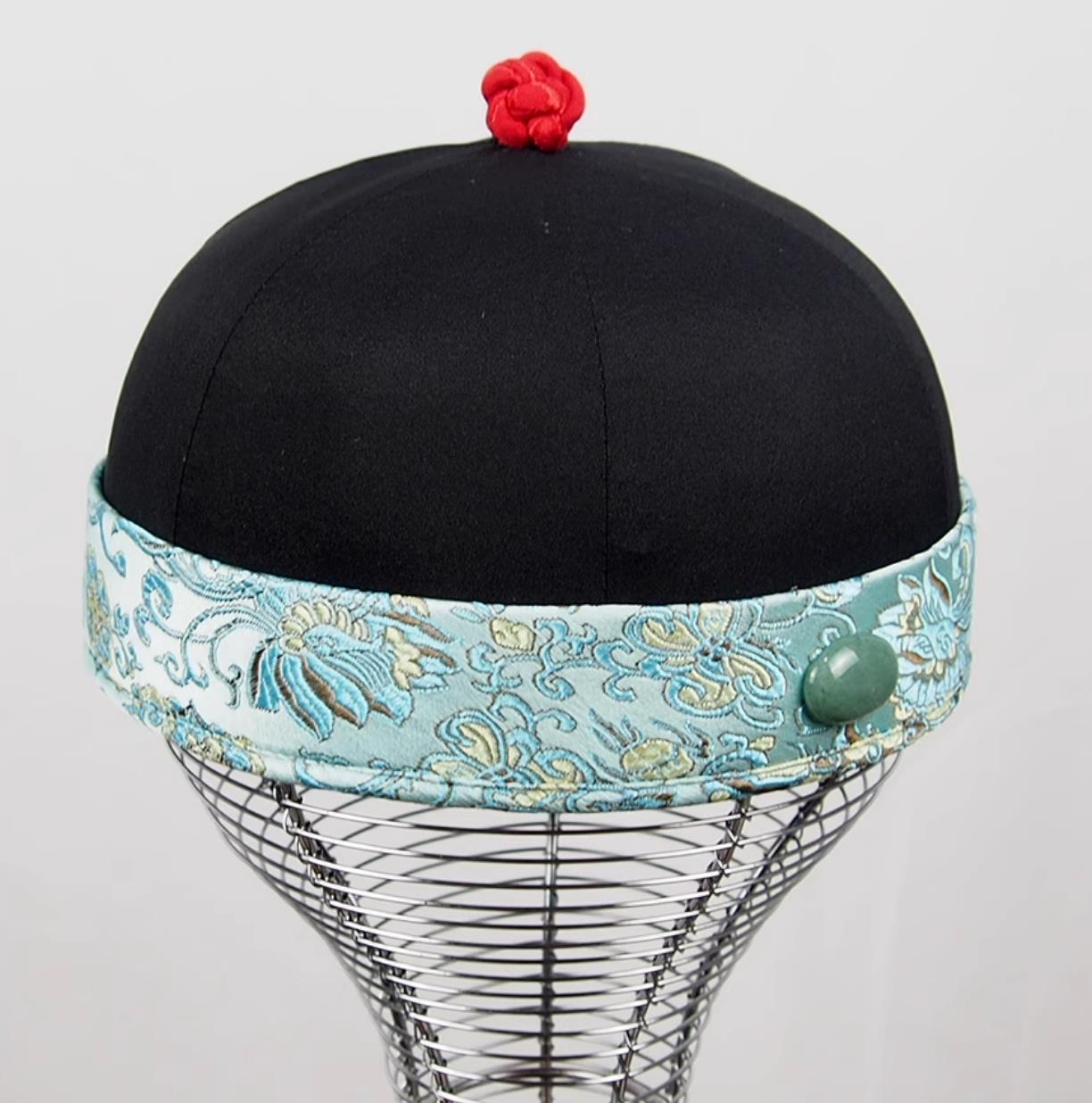 Chinese Qing Dynasty Skullcap Six United Hat Ancient Landlord Hat Mens Stage Performance Headwear