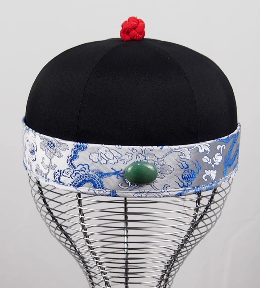Ancient Landlord Hat Mens Stage Performance Headwear Chinese Qing Dynasty Skullcap Six United Hat