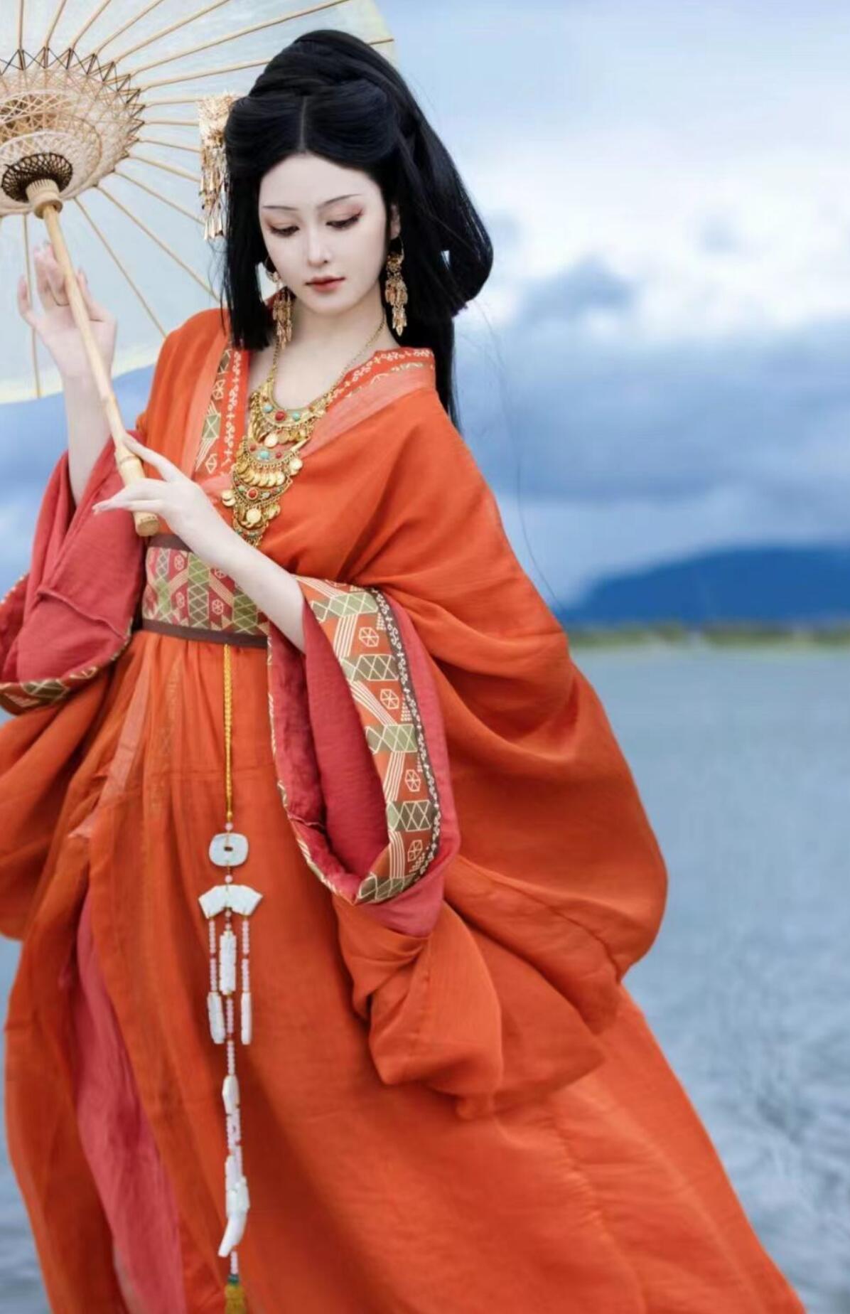 Warring States Hanfu Traditional Cross Collar Mashan Straight Robe Chinese Ancient Palace Princess Costume