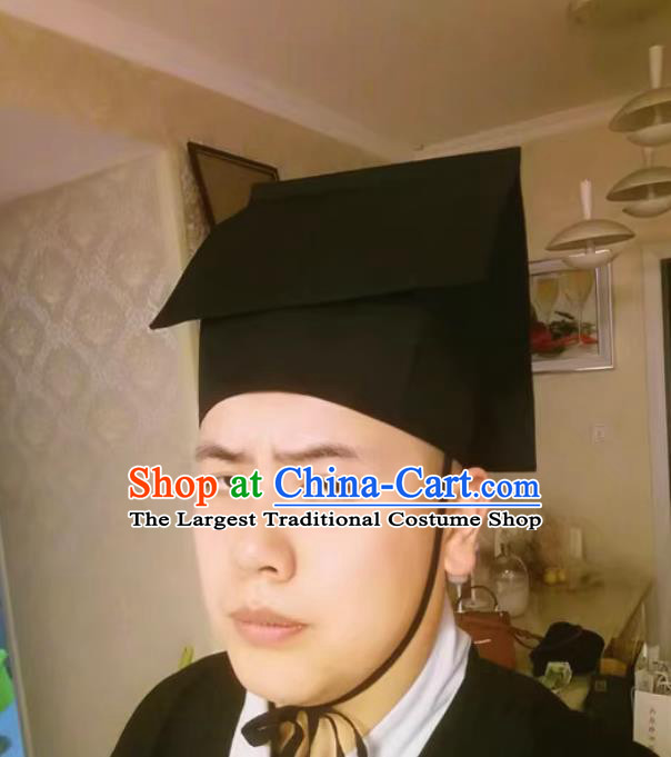 Ming Dynasty Daopao Hat Piaopiao Scarf Confucian Headwear Chunyang Taoist Hat Traditional Chinese Scholar Headpiece