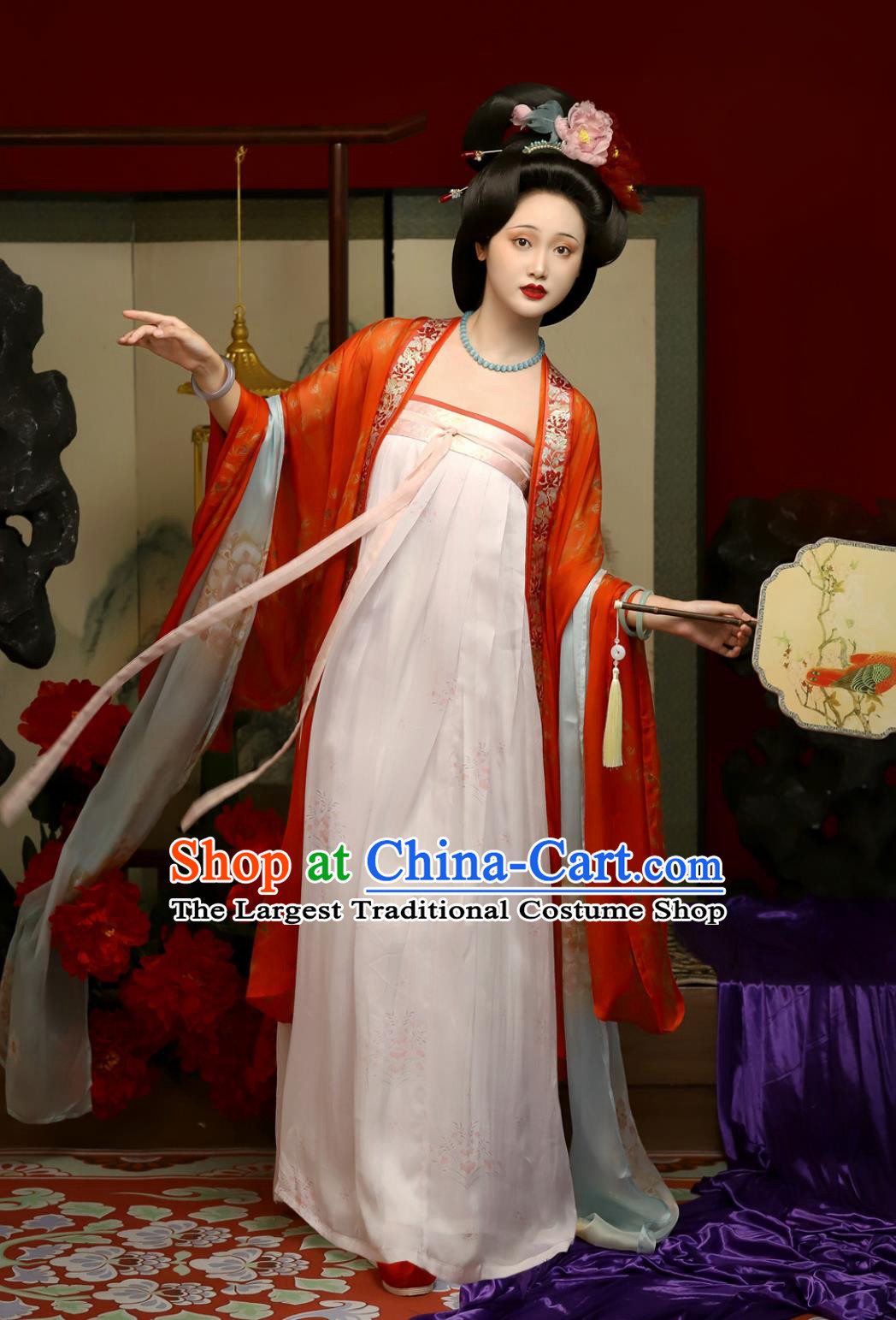 Ancient Palace Empress Clothing Traditional Chinese Hanfu Dress Late Tang Style Silk Wide Sleeve Cloak High Waisted Ruqun Set