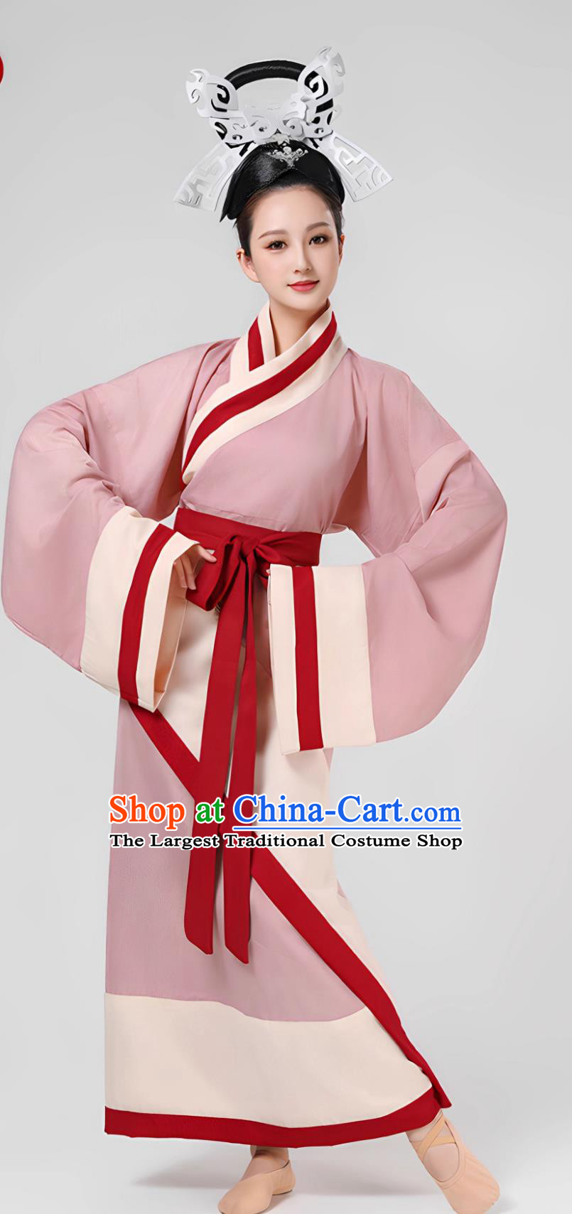 Stage Performance Pink Ancient Hanfu Dress Han Dancing Beauty Han Dynasty Quju Robe Drum Dance Flying Swallow Costume