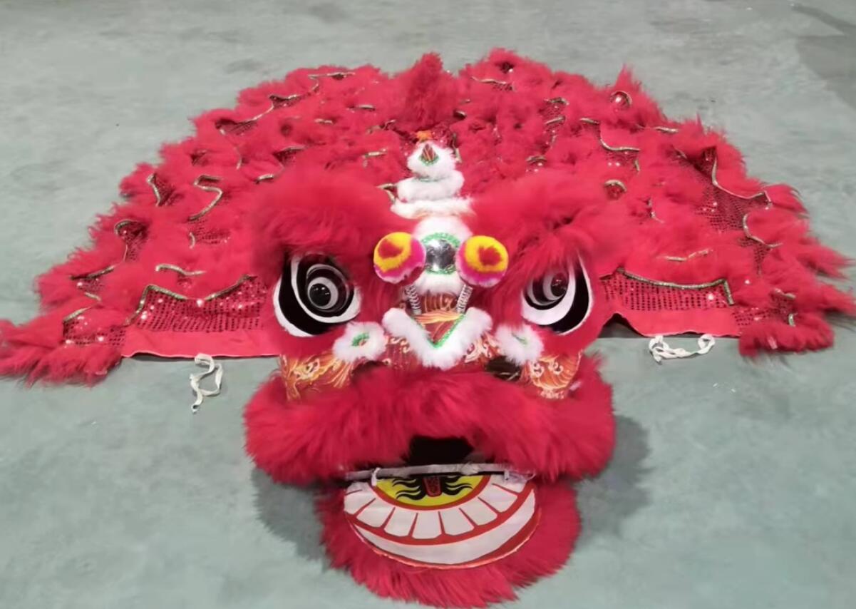 Kids Lion Dance Prop Childrens Lion Dance Costume Handmade Red Wool Lion Head