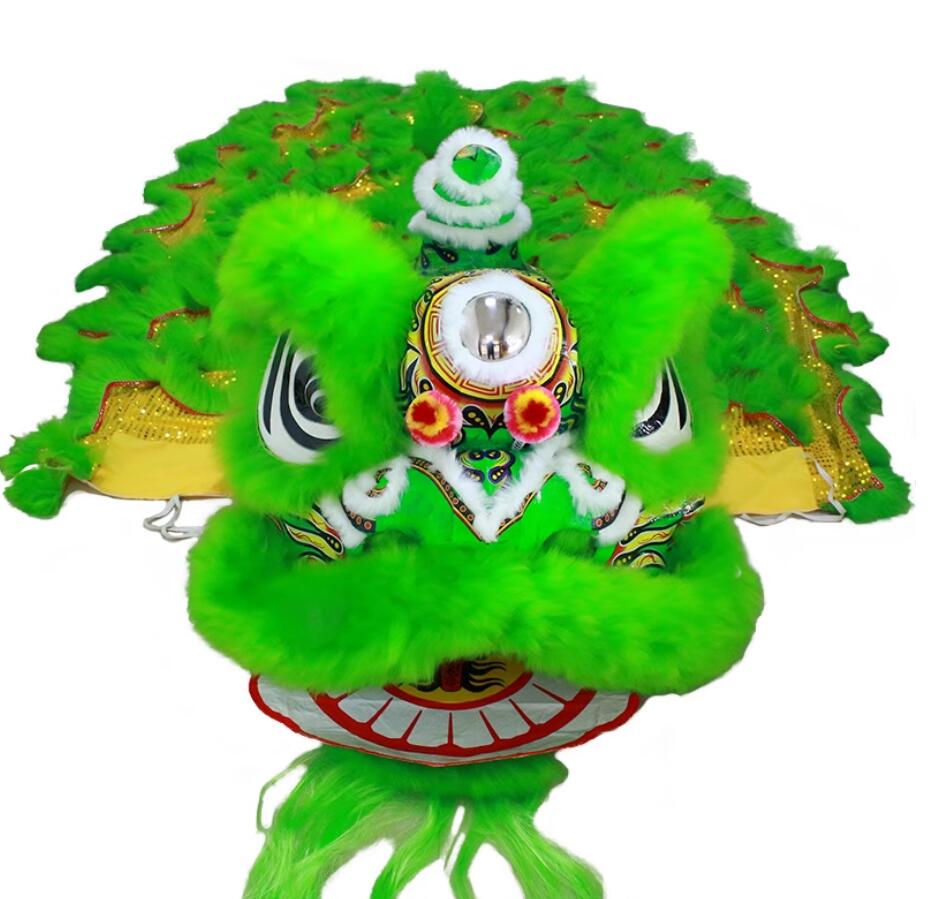 Chinese Lion Dance Prop Green Wool Lion Dance Costume Southern Fut San Lion Head