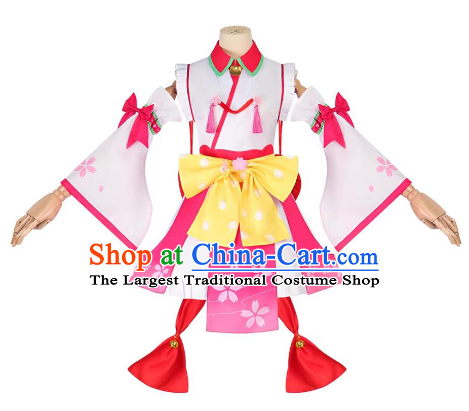 Vtuber Japanese Virtual Idol Sakura Miko Cosplay Costume Printed Kimono Anime Cosplay Clothing