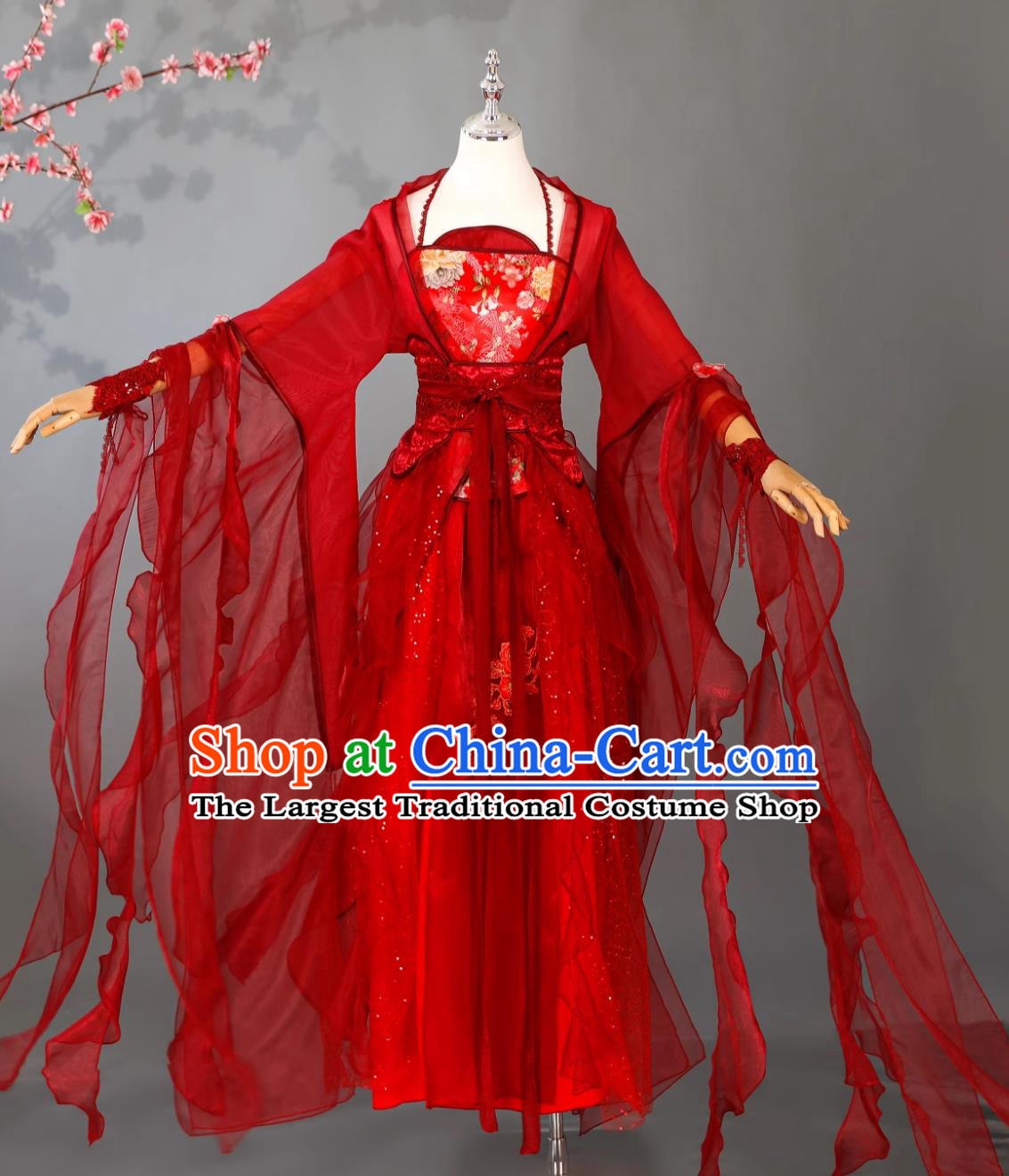 Traditional Classical Dance Hanfu Ancient Goddess Red Costume Chinese Empress Dress