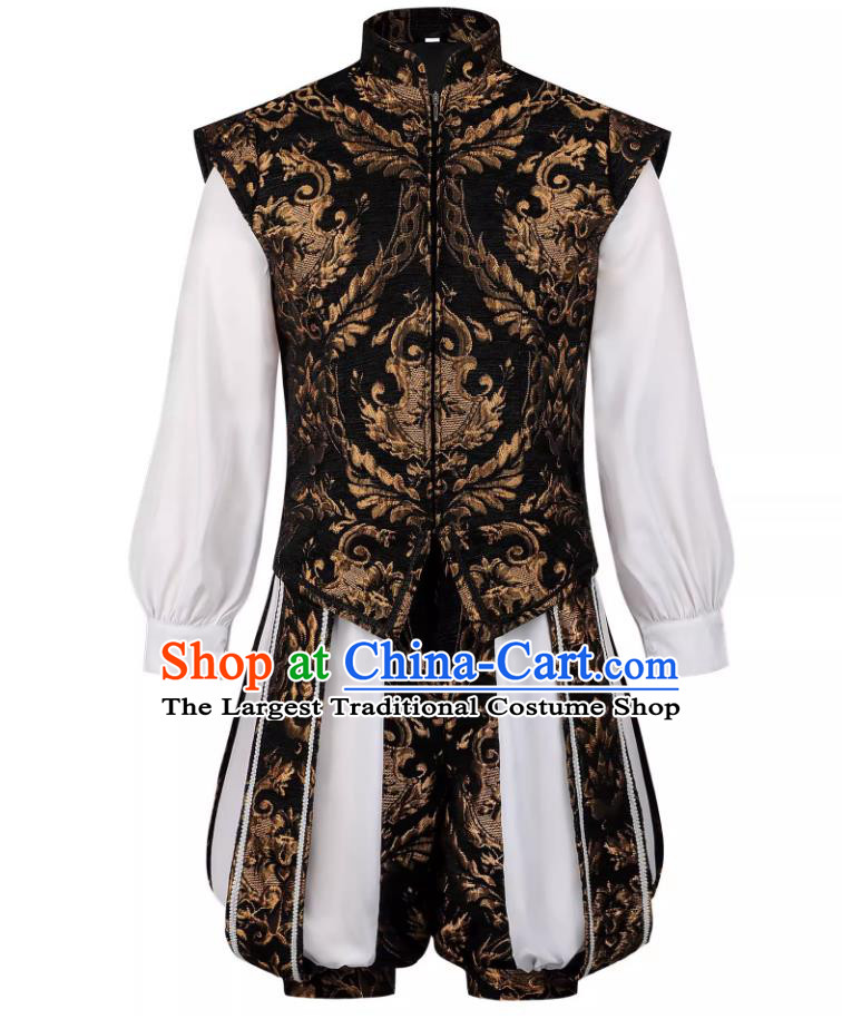 European Renaissance King Costume UK England Ornate Embroidery Double Layer Court Pumpkin Pants Set