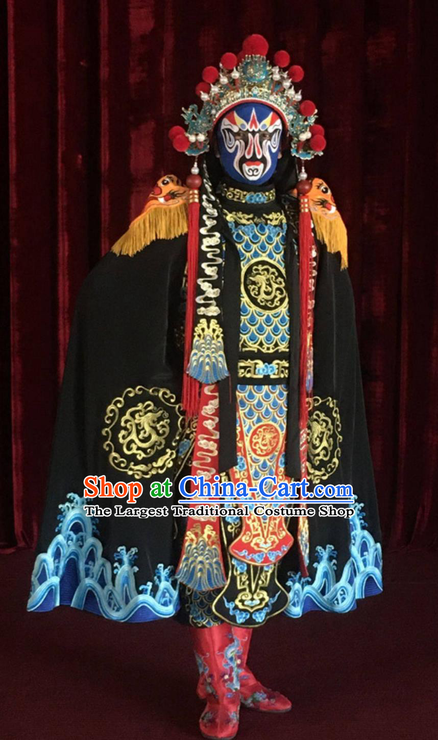 Embroidery Dragon Scales Bian Lian Outfit Chinese Sichuan Opera Stage Face Changing Costume and 12 Masks Complete Set