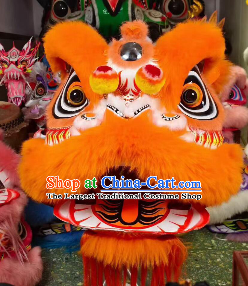 Orange Wool Spring Festival Dancing Lion Prop Chinese Lion Dance Costume
