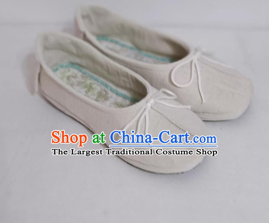Chinese Song Dynasty Style White Cloth Shoes Handmade Hanfu Shoes for Women
