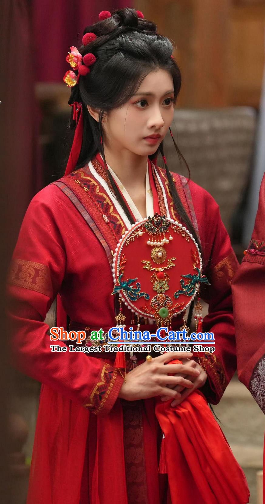 Traditional Chinese Red Hanfu XianXia Drama Love in the Clouds Zhang Tai Wedding Dress