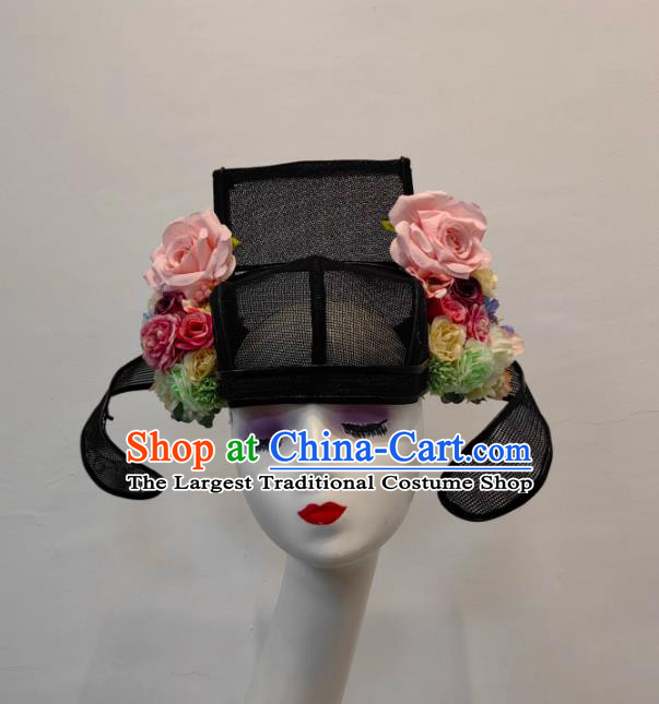 Song Dynasty Hanfu Official Hat Flower Pin Ancient Chinese Scholar Headwear Custom Accessory