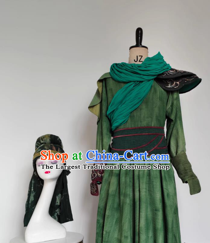 Ancient Chinese Hero Green Hanfu Film Three Kingdoms Romance Guan Yu Costume