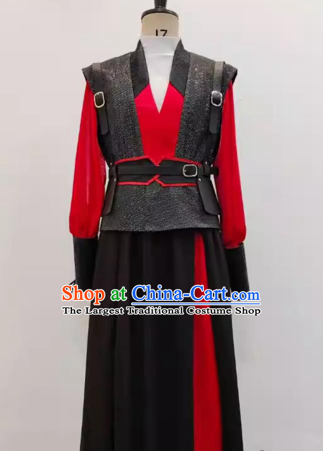 Ancient Chinese Hero Hanfu Film Warrior Stage Performance Clothing