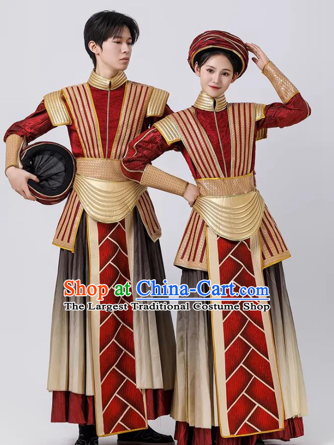 Qin Gu Drum Dance Outfit Chinese Style Ethnic Dance Stage Costume