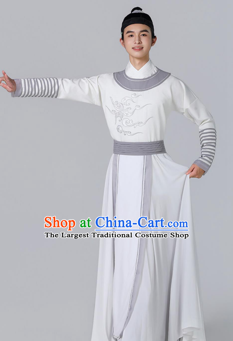 Tang Dynasty Poet Li Bai Clothing Traditional Chinese Hanfu Mens Classical Dance Costume
