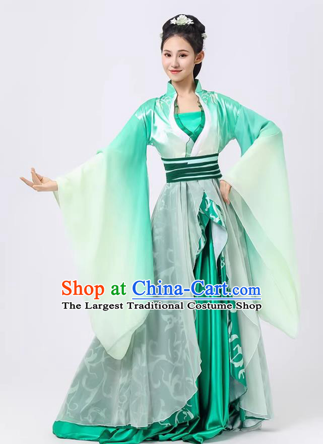 Ancient Fairy Green Hanfu Han Tang Dance Large Sleeve Dress Chinese Classical Dance Clothing
