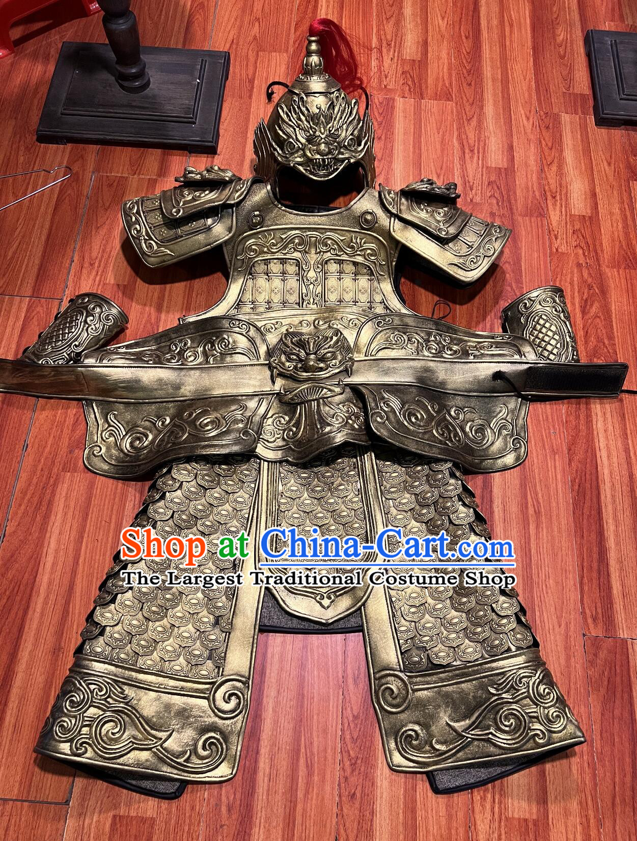 Ancient Chinese General Costume Tang Dynasty Warrior Armor and Helmet Set